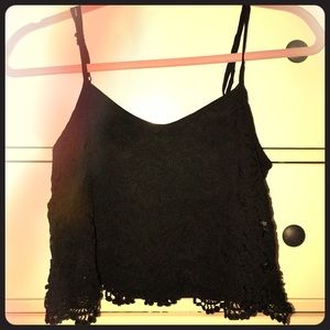 black lace crop tank top